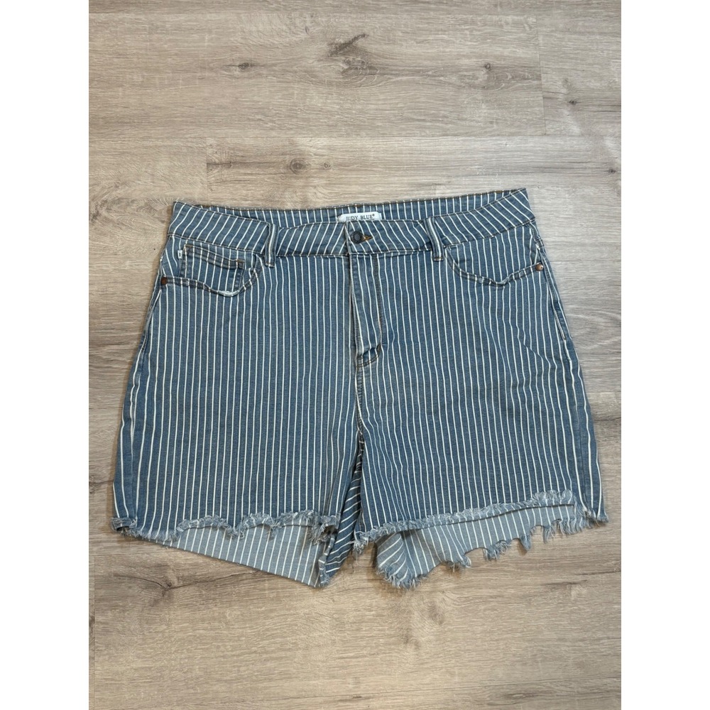 Judy Blue Blue and White Striped Jean Shorts
